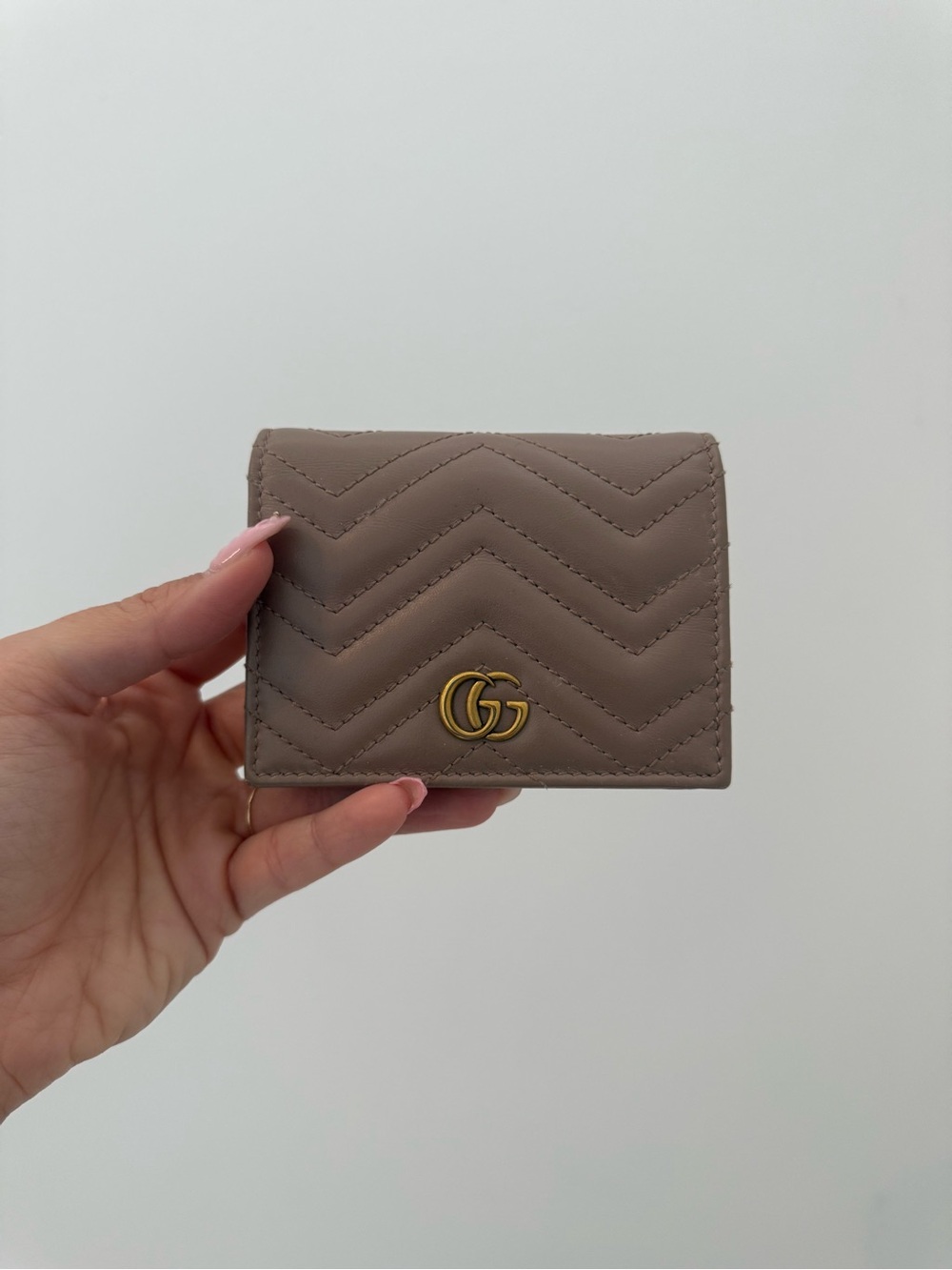Gucci Marmont Wallet - Taupe with Gold GG